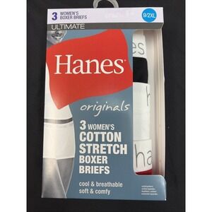 Hanes 3 Pack Women's Ultimate Cotton Stretch Boxer Briefs - Size 2XL